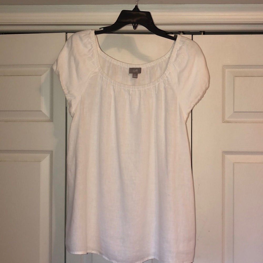 White short sleeve summer linen top